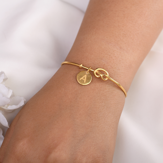 Trendy Initial Coin Charm Bangle